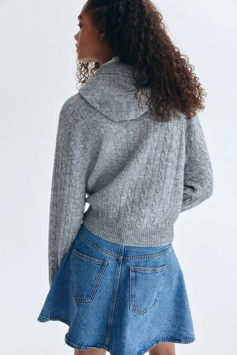 Cable-Knit Cardigan with Zipper