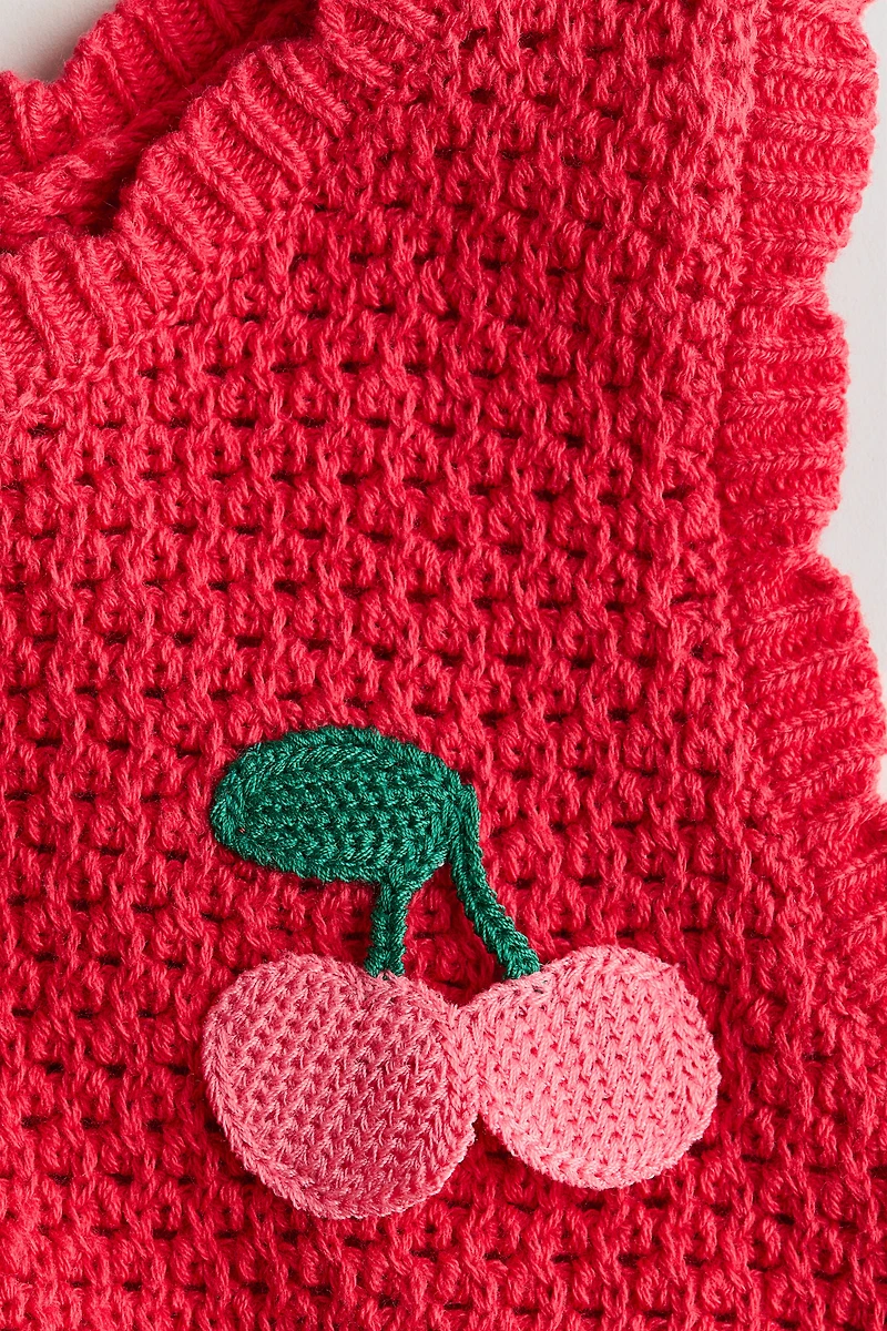 Appliquéd Open-Knit Dress