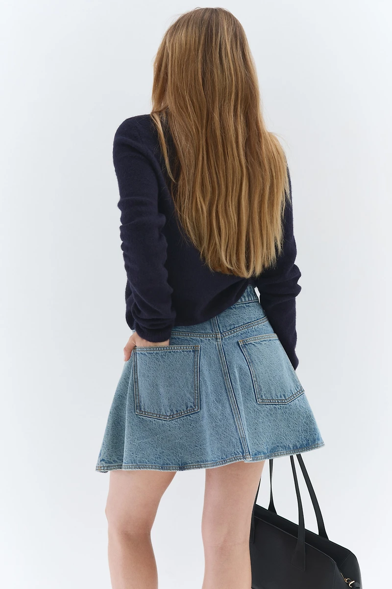 Flared Denim Mini Skirt