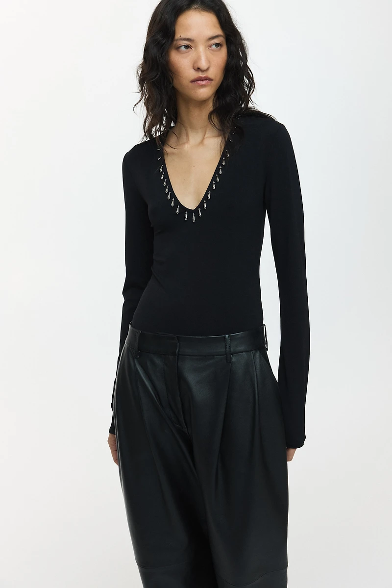 Bead-Trimmed Bodysuit