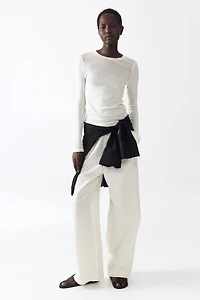 Linen-Blend Drawstring Pants