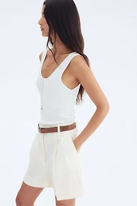 Belted Twill Shorts