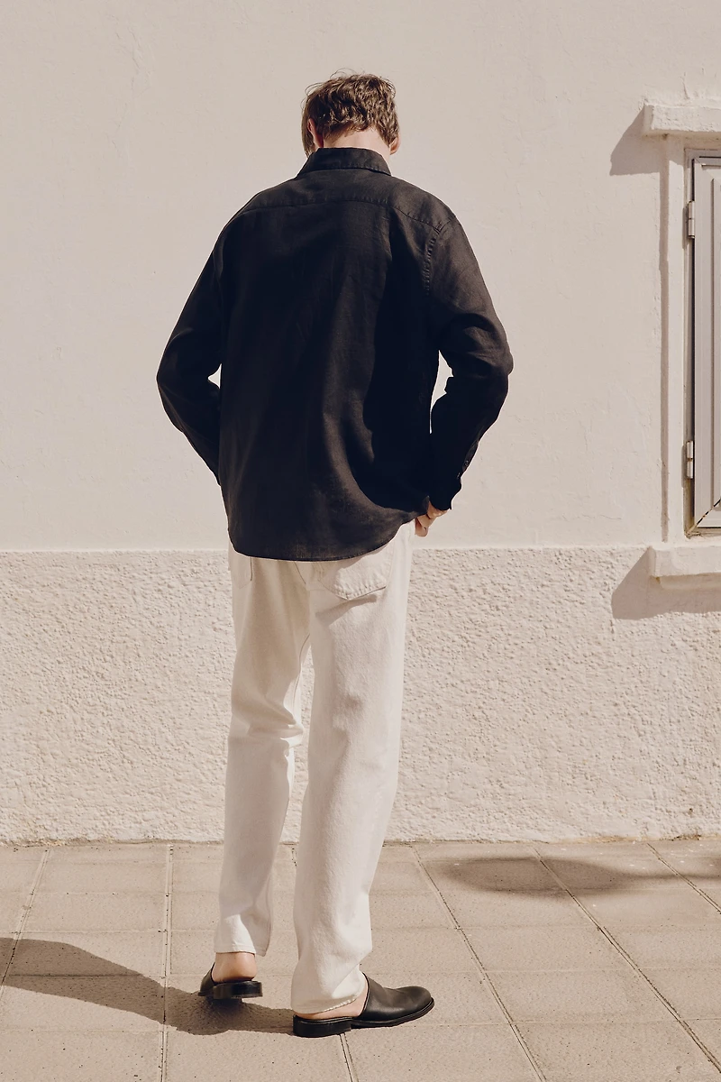 Regular-Fit Linen-Blend Shirt