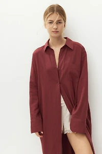 Linen-Blend Shirt Dress