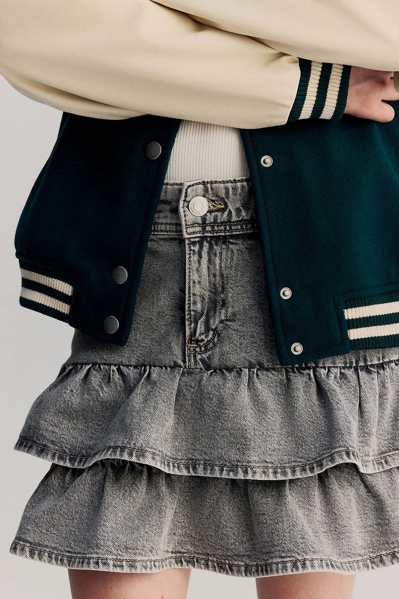 Denim Ruffle Skirt