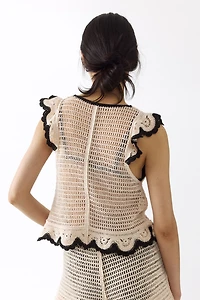 Flounced Crochet-Look Top
