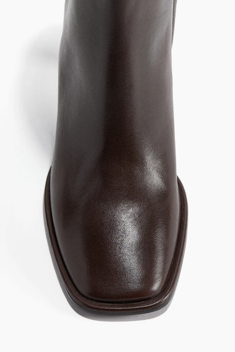 Heeled Leather Ankle Boots