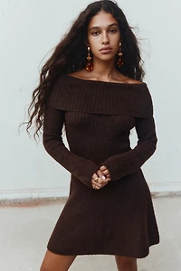 Rib-Knit Off-the-Shoulder Dress