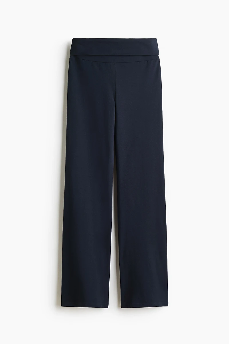 Foldover-Waist Cotton Pants