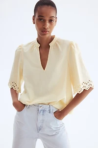 Eyelet-Embroidered Cotton Blouse