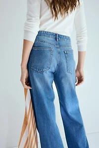 Straight High Waist Scarf-Detail Jeans