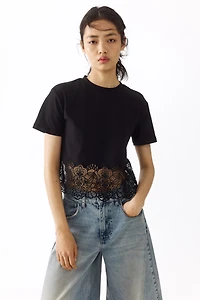 Lace-Trimmed T-Shirt