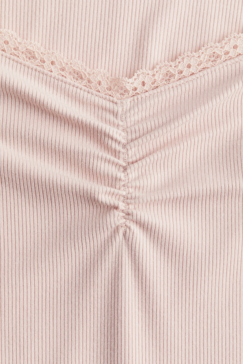 Lace-Trimmed Ribbed Top