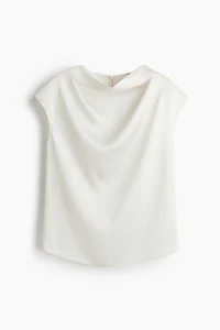 Cap-Sleeved Satin Blouse