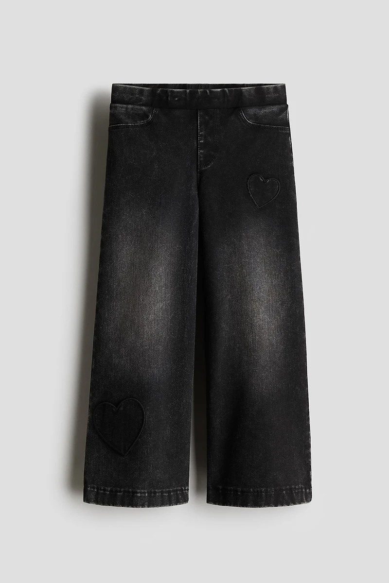 Pantalon large façon denim