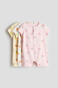 3-Pack Short Cotton Pajama Jumpsuits