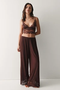 Lace-Trimmed Pajama Pants
