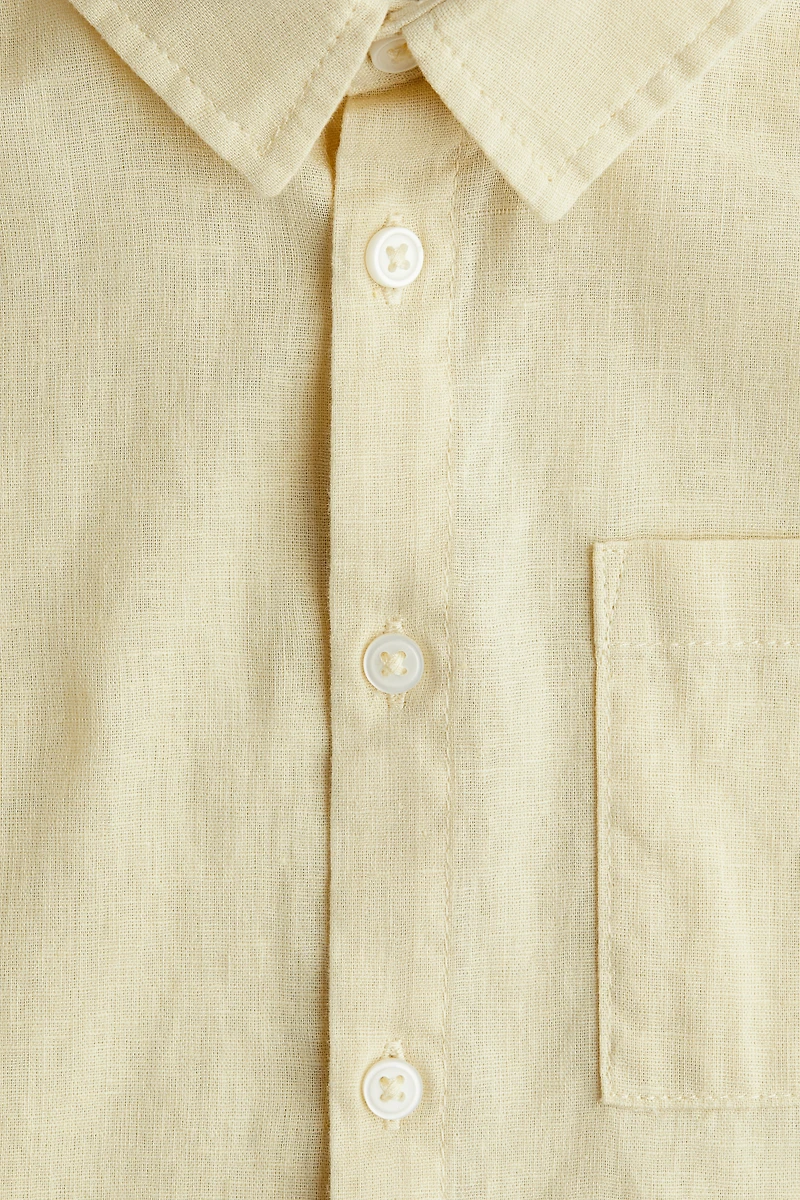Short-Sleeved Linen-Blend Shirt