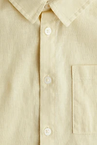 Short-Sleeved Linen-Blend Shirt