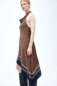 Asymmetric Satin Halterneck Dress