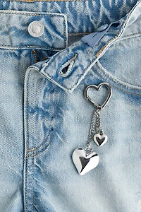 Pendant-Detail Denim Shorts
