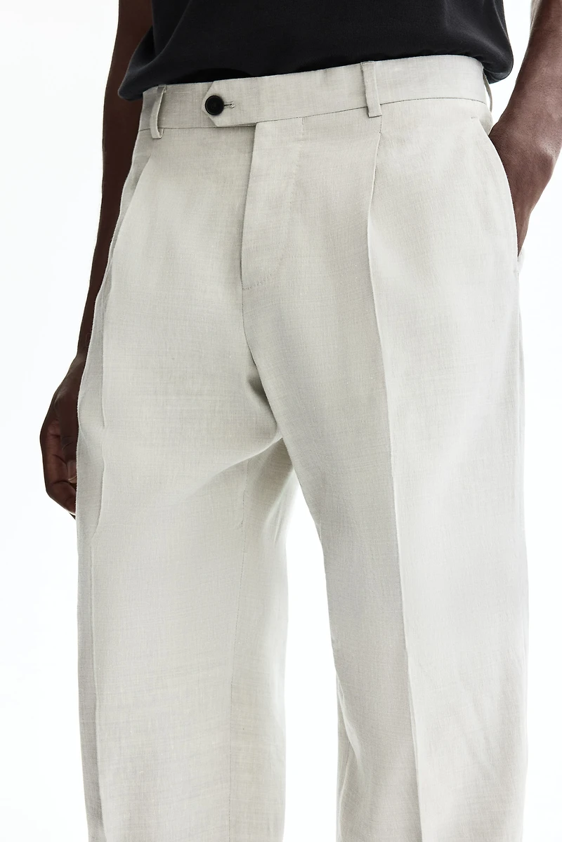 Regular-Fit Linen-Blend Suit Pants