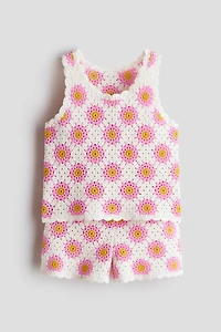 2-Piece Crochet-Look Cotton Set