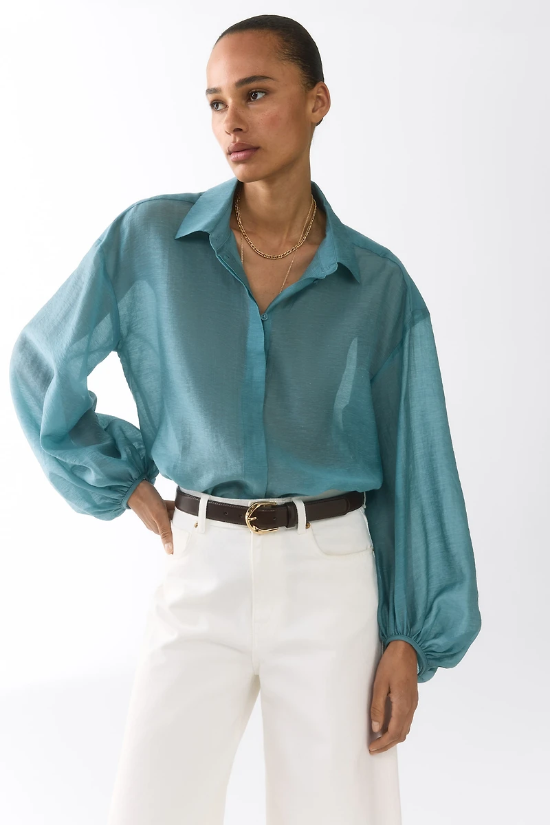 Linen-Blend Blouse