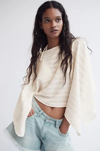 Textured-Knit Cape Top