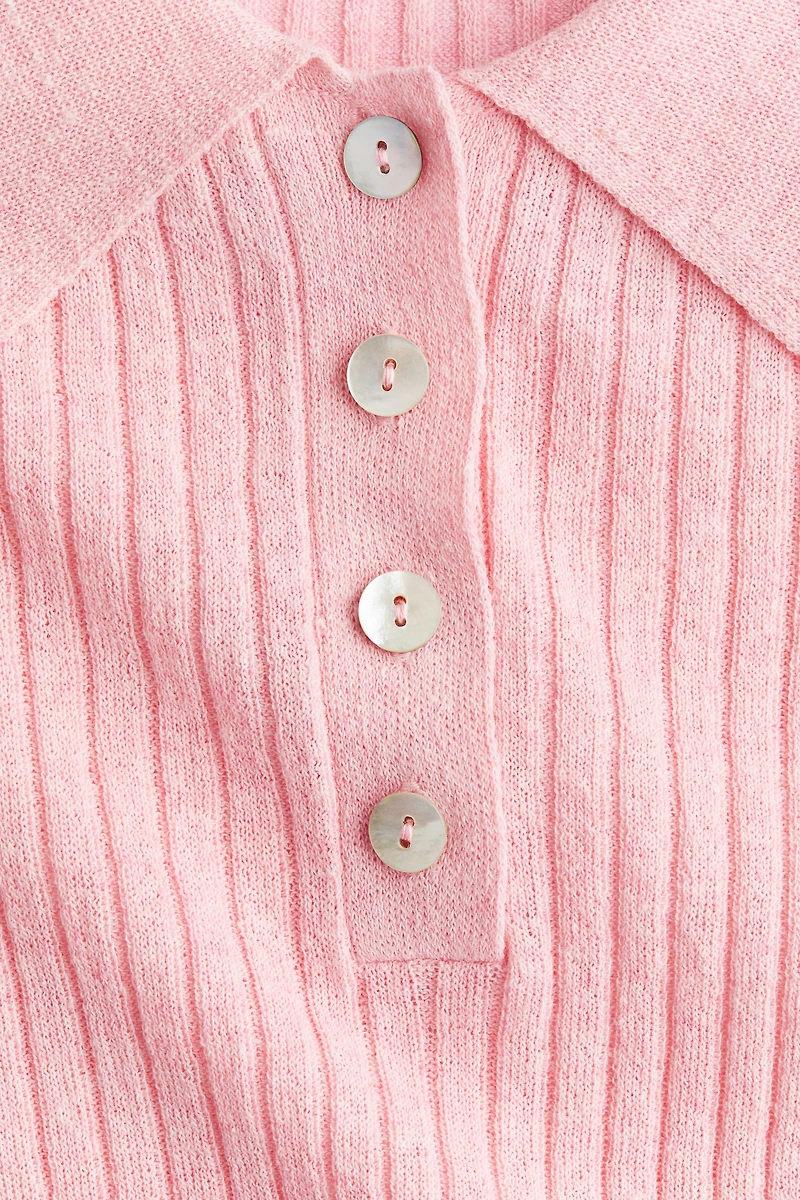 Rib-knit polo shirt