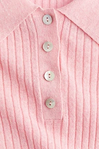 Rib-knit polo shirt