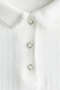Ribbed pointelle jersey top