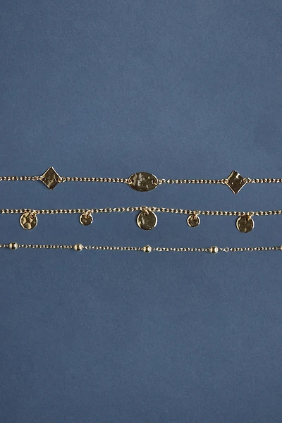 3-Pack Metal Anklets