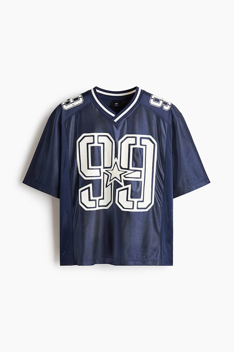 Loose-Fit Printed Mesh T-Shirt