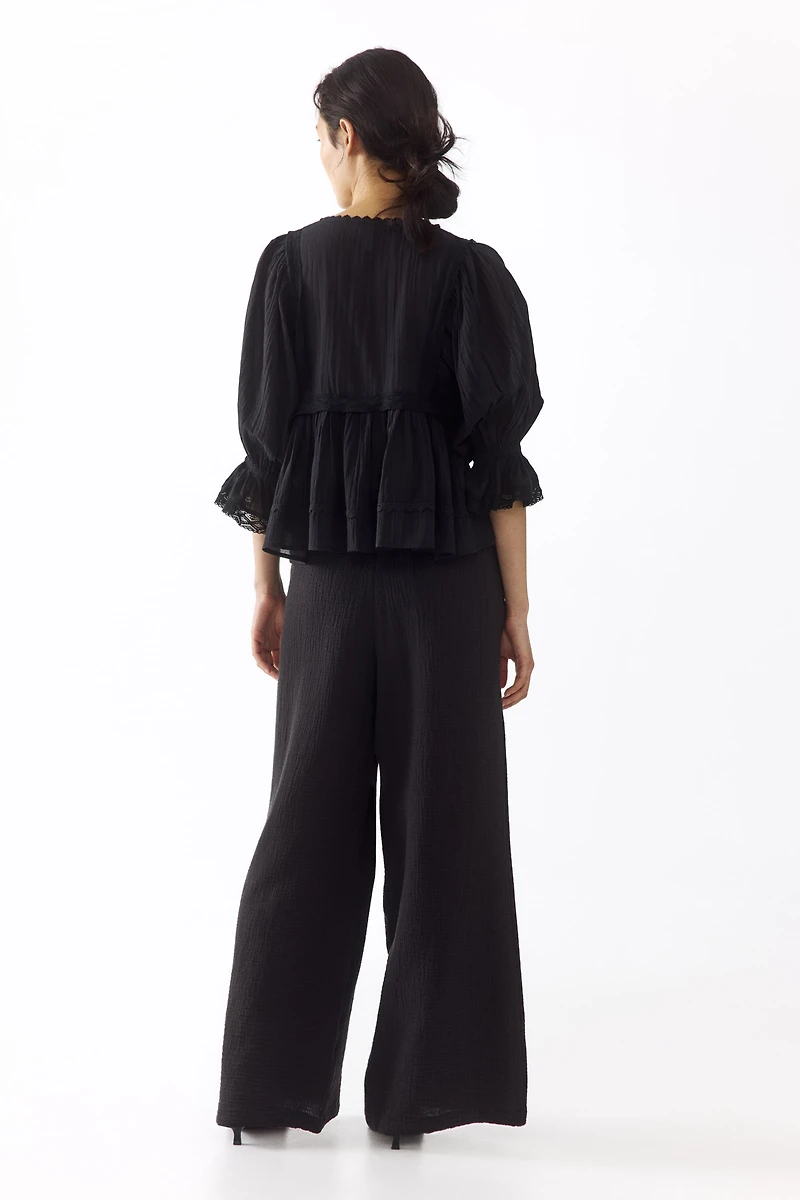 Straight-Leg Muslin Pants