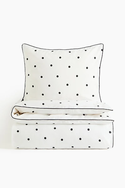 Housse de couette lit simple en coton à motif