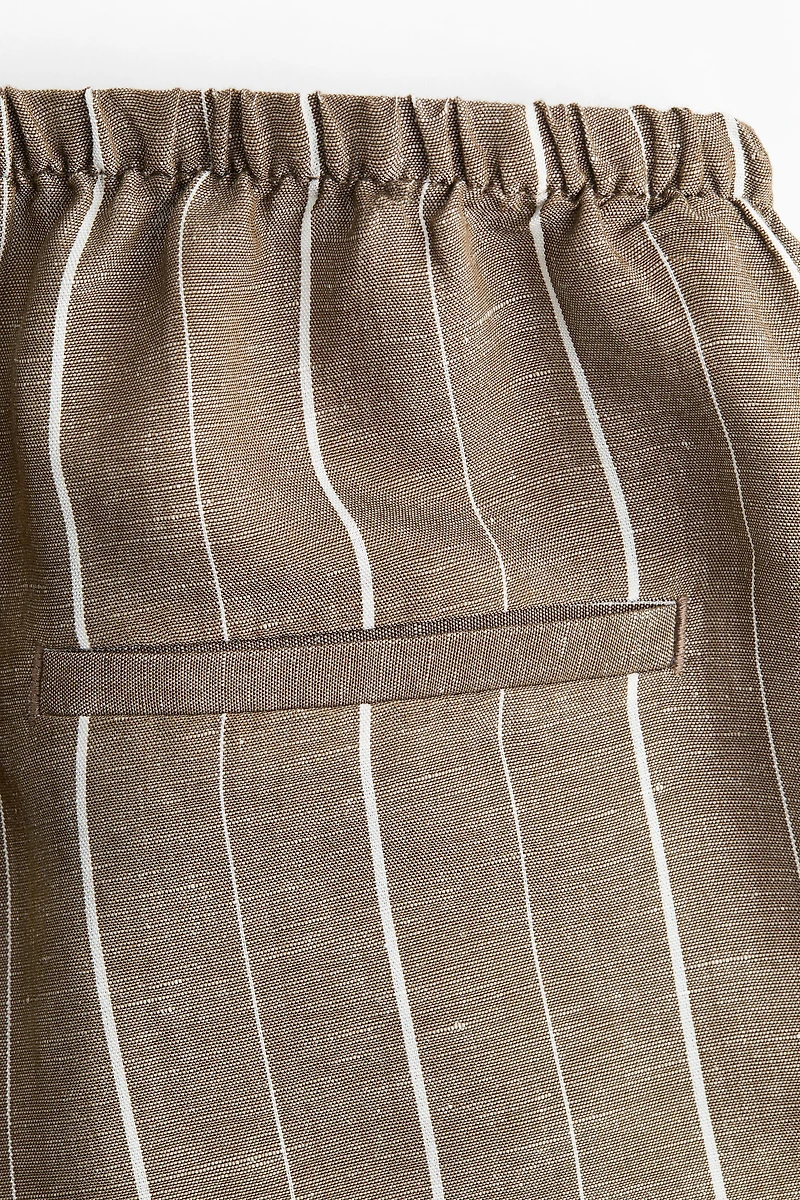 Straight linen-blend trousers