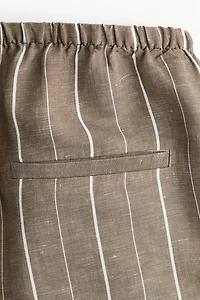 Straight linen-blend trousers