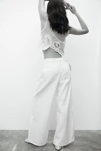 Wide-Leg Twill Pants