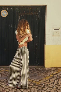 Linen-Blend Drawstring Pants