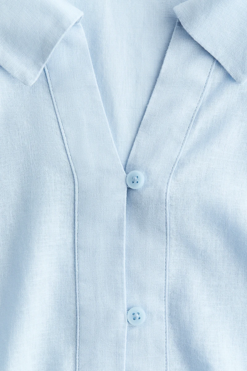 Sleeveless Linen-Blend Shirt