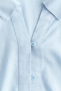 Sleeveless Linen-Blend Shirt