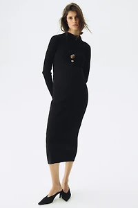 MAMA Rib-Knit Mock Turtleneck Dress