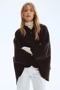 Wool-Blend Cape Jacket