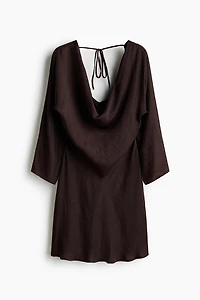 Cowl-Neck Dress with Flared Skirt
