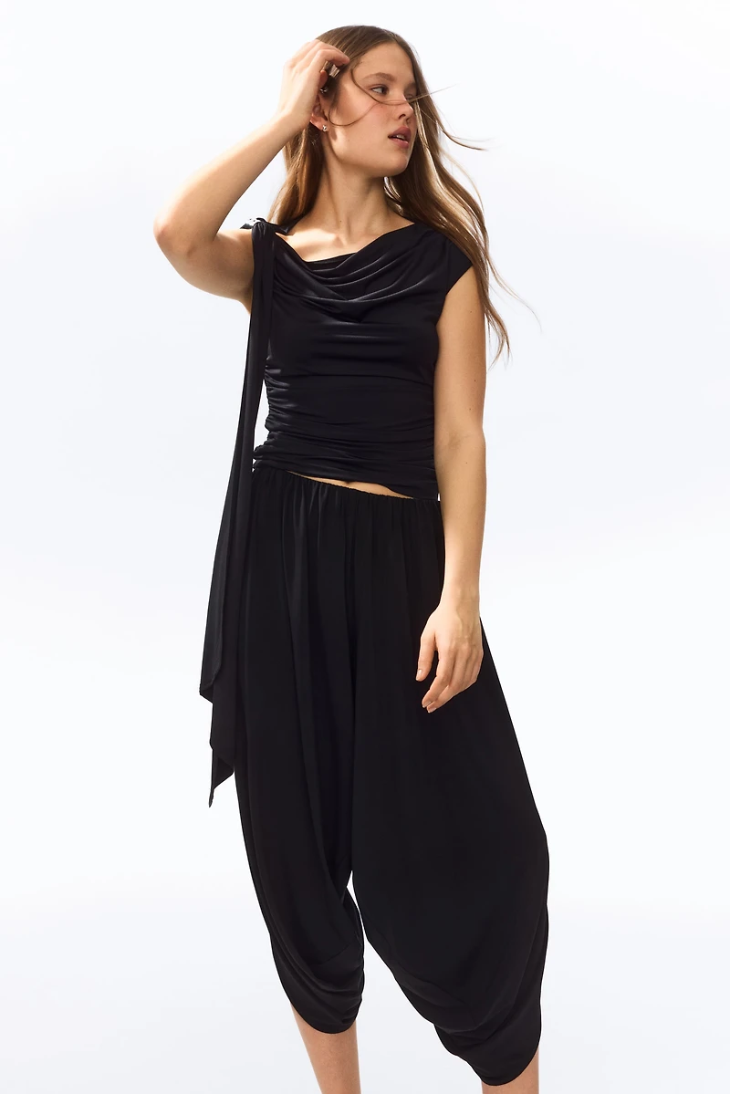 Wrap-Detail Balloon-Leg Pants