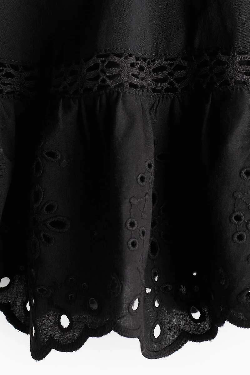 Drawstring Shorts with Eyelet Embroidery