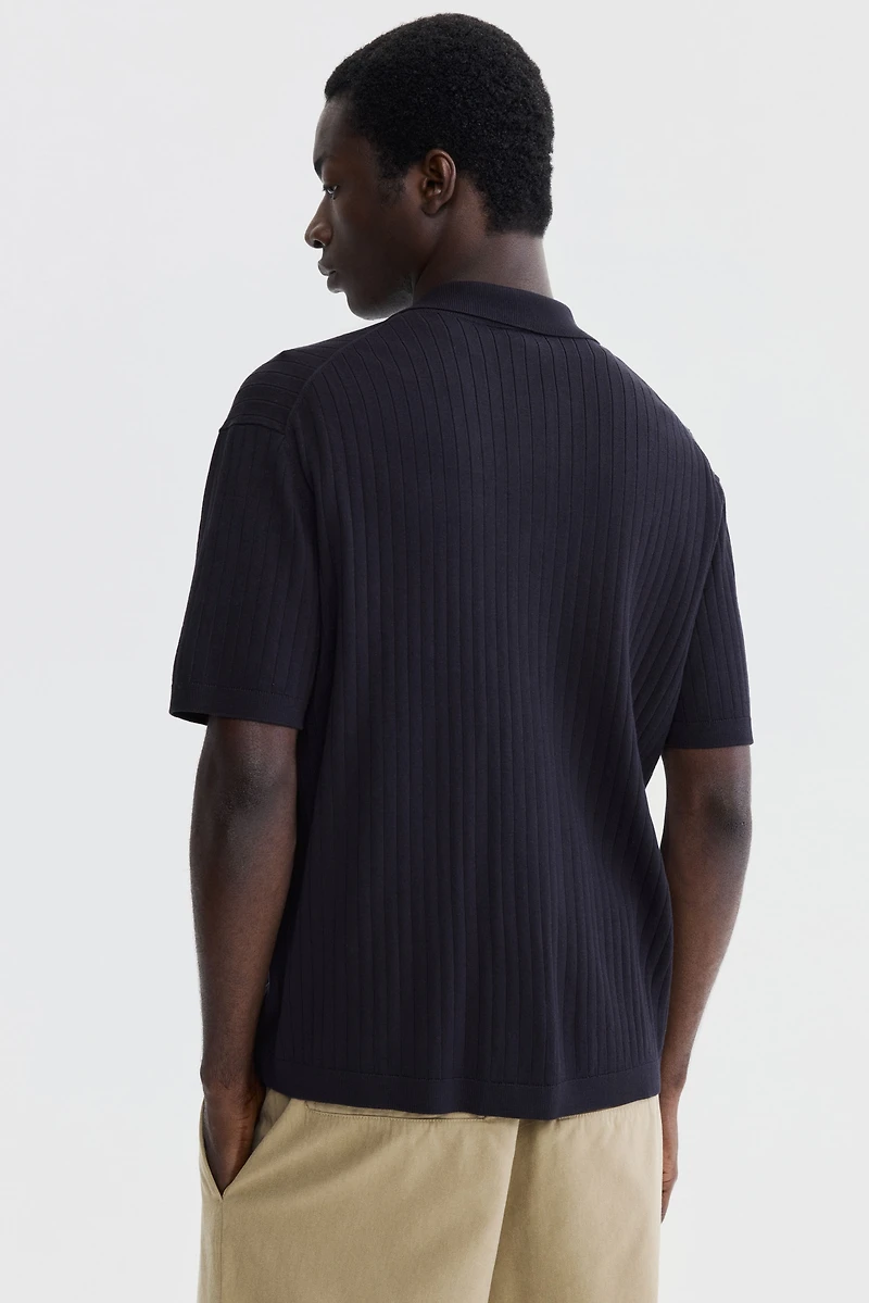 Chemise classique en tricot côtelé