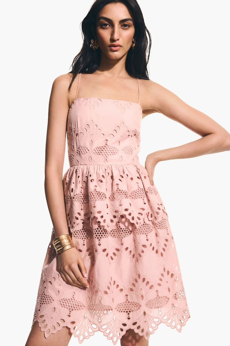 Eyelet-Embroidered Strappy Dress