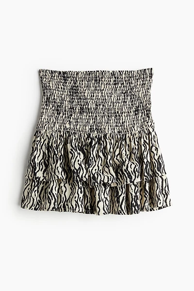 Smocked-waist Tiered Skirt